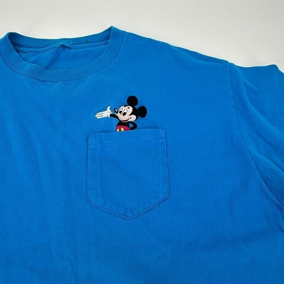 Vintage Disney Mickey Mouse Pocket Crew Short Sleeve T Shirt Single Stitch L - Picture 4 of 8